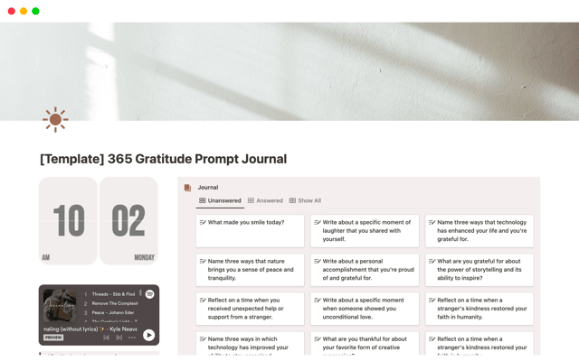 365 Day Gratitude Prompt Journal