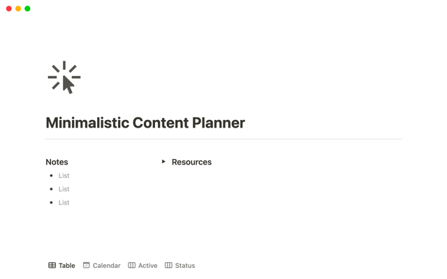 Minimalistic Content Planner