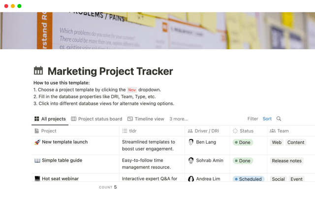 Marketing Project Tracker