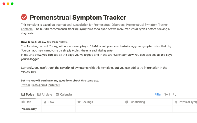 Premenstrual Symptom Tracker