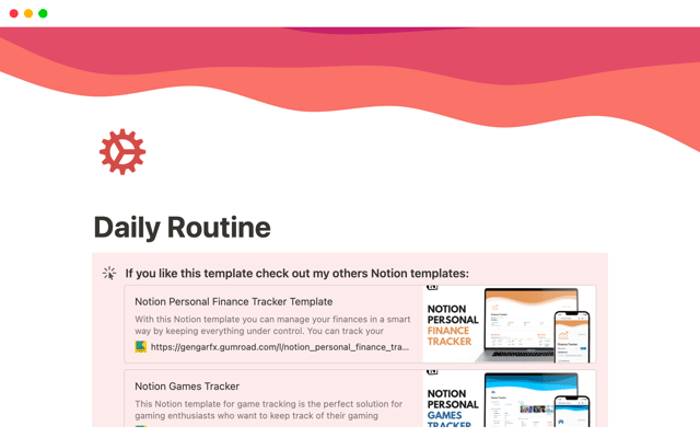 Notion Daily Routine and Events Tracker