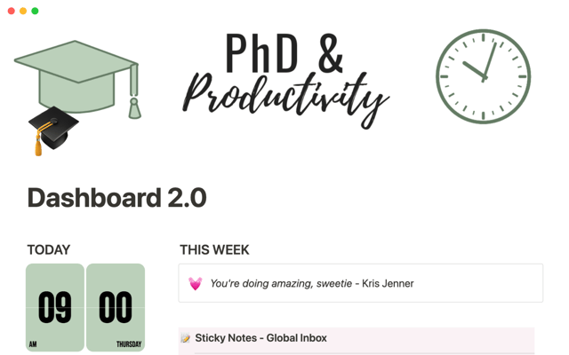 PhD student productivity dashboard