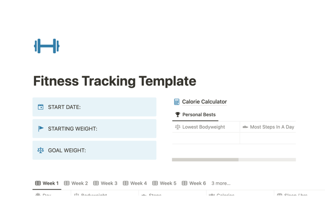 Fitness Tracking Template