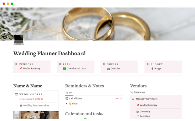 Wedding Planner Dashboard