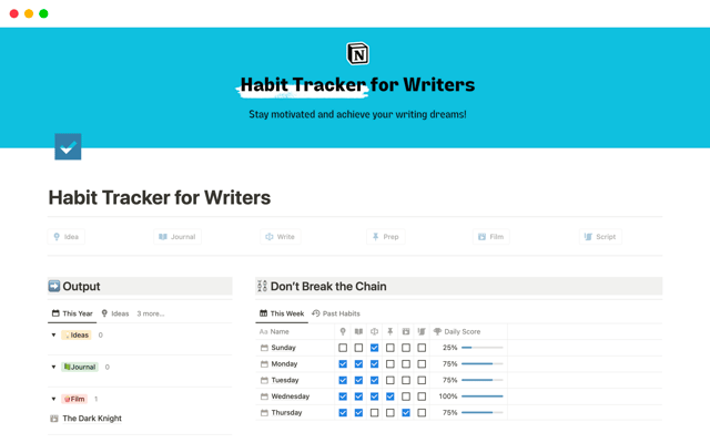 Habit Tracker for Writers