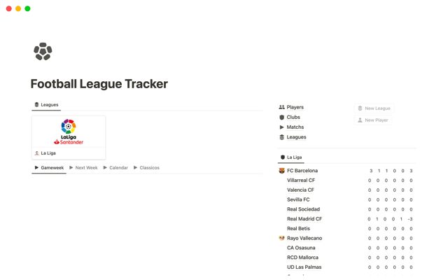 Football League Tracker