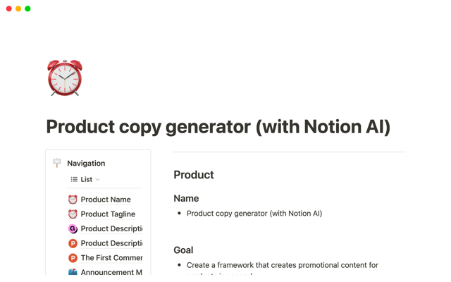 Product copy generator (with Notion AI)