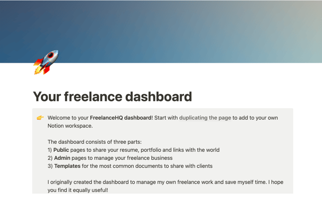 FreelanceHQ dashboard