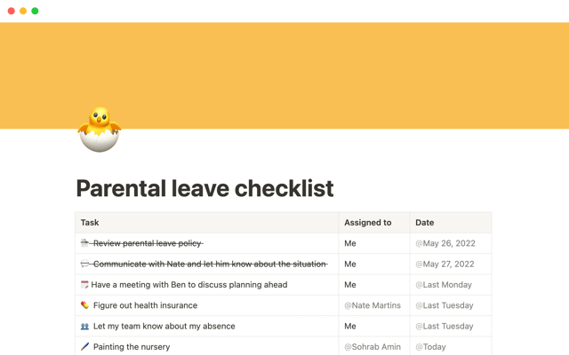 Parental leave checklist
