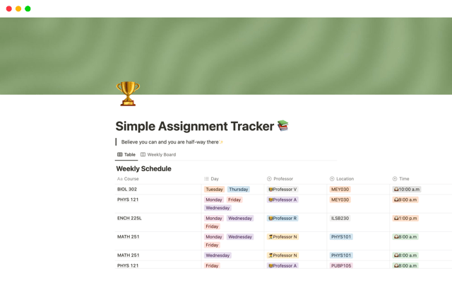 Simple Assignment Tracker
