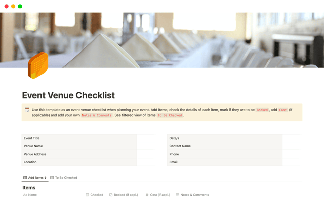 Event Venue Checklist