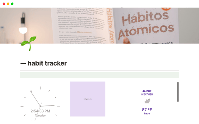 Notion habit tracker