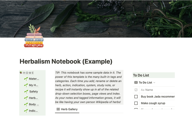 Herbalist Notebook (Materia Medica)