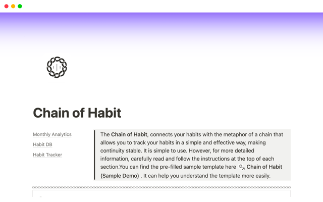 Chain of Habit: Forge a Lasting Transformation with the Ultimate Habit Tracking Notion Template