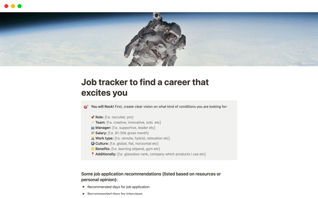Job tracker to find a team that excites you 