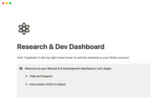 Research & Dev Dashboard