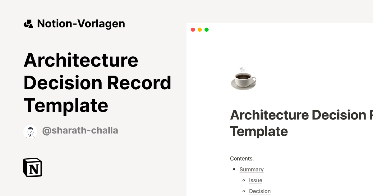 Architecture Decision Record Template | Notion-Vorlage