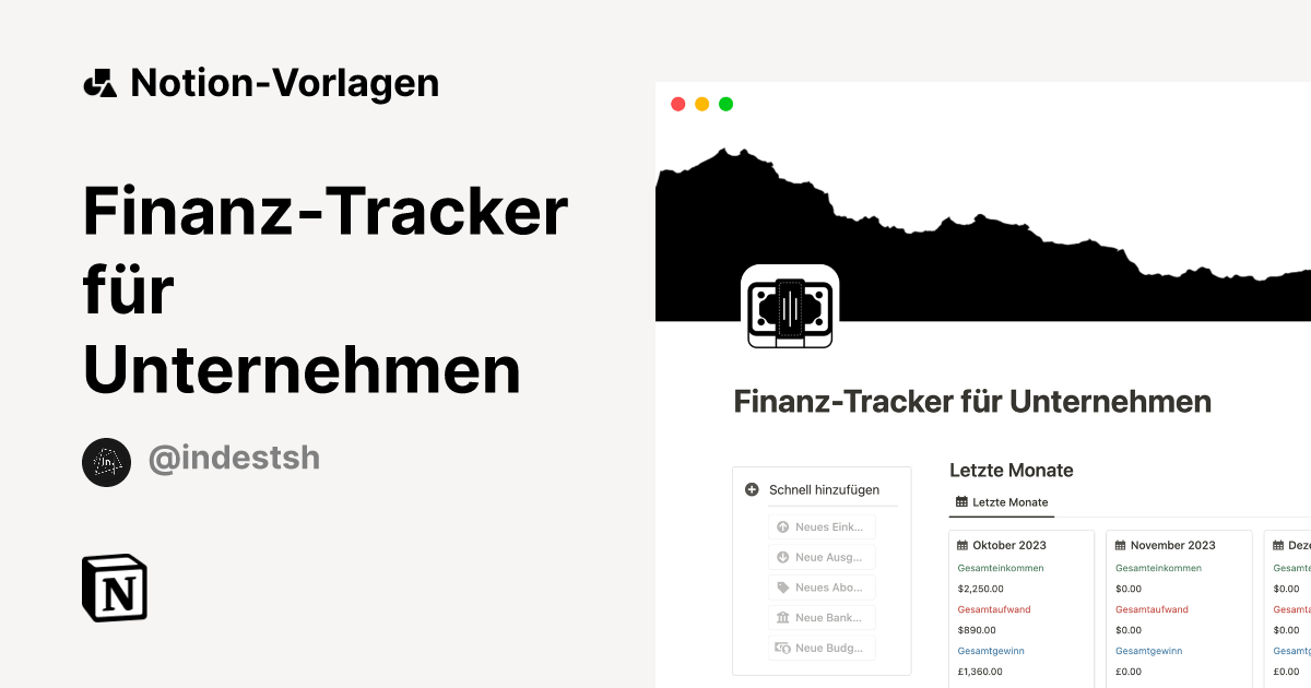FinanzTracker für Unternehmen NotionVorlage