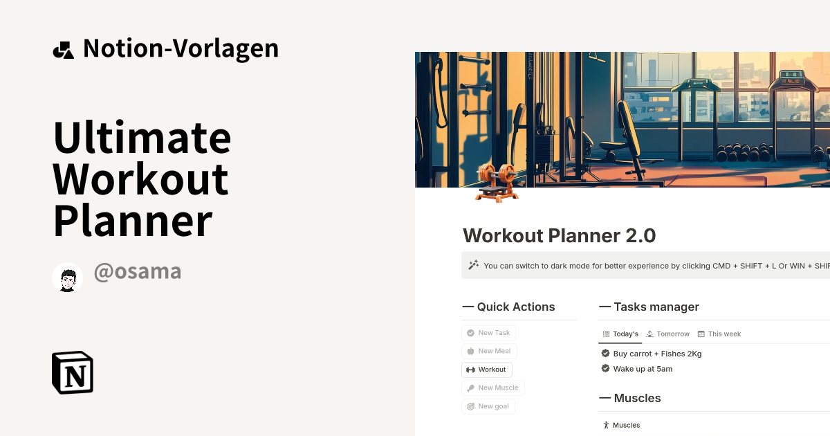 Ultimate Workout Planner NotionVorlage