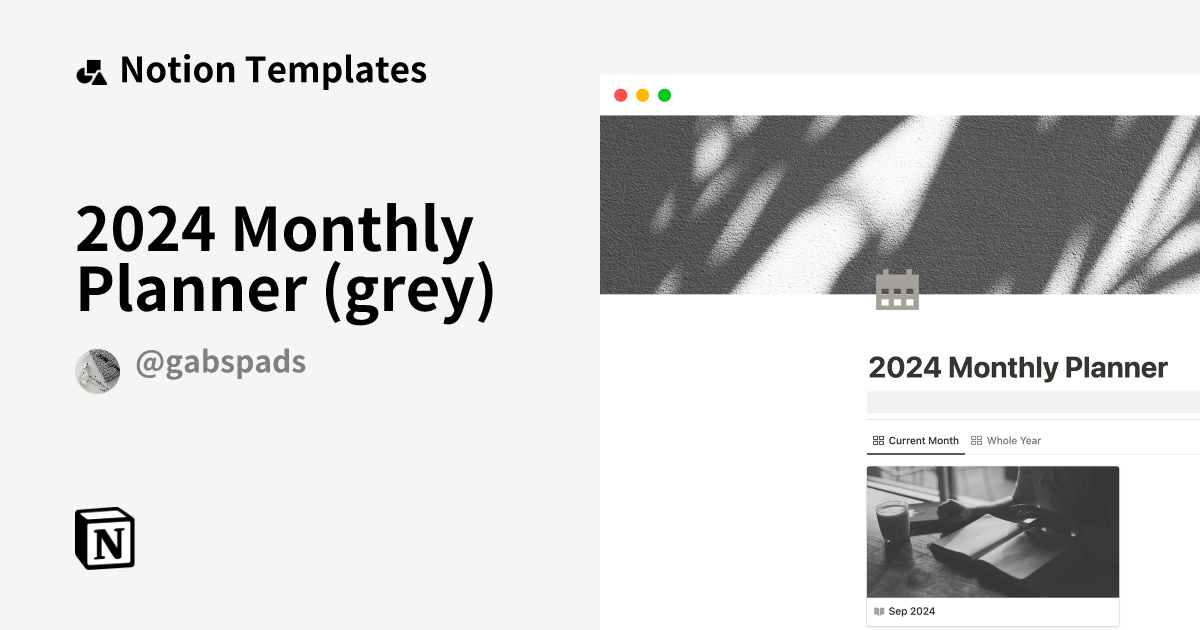 2024-monthly-planner-grey-notion-template