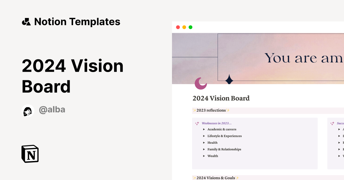 Vision board  Notion Template