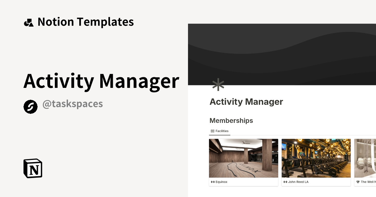 Activity Manager by Taskspaces Notion Template