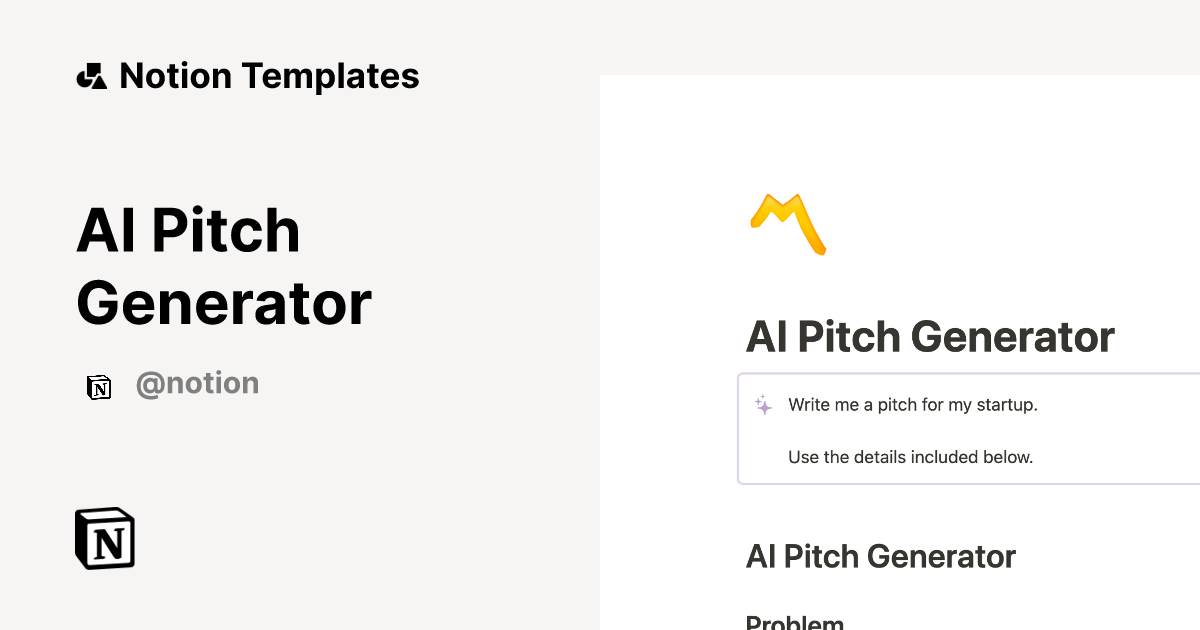 AI Pitch Generator 2024 Notion Template