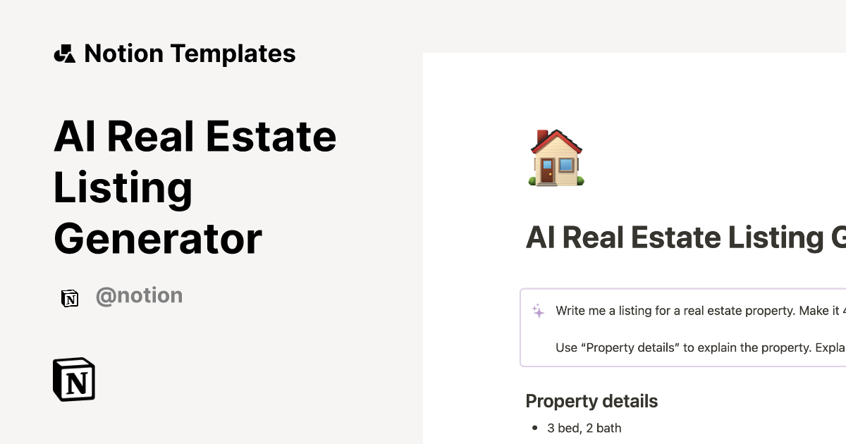 AI Real Estate Listing Generator 2024 Notion Template
