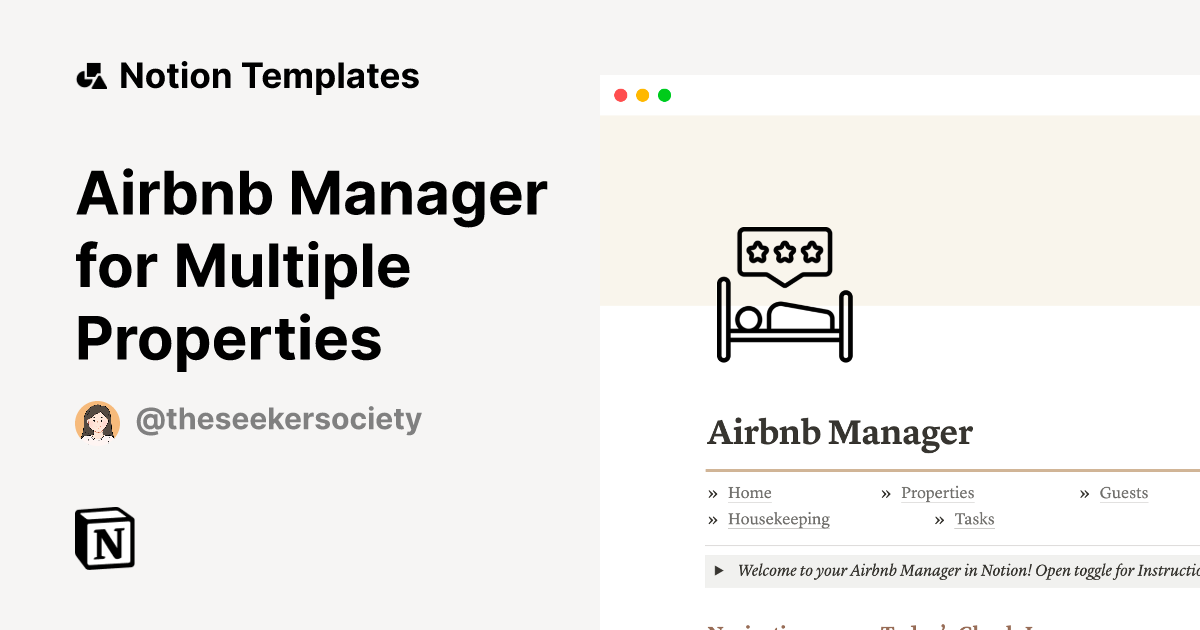 Airbnb Manager for Multiple Properties by Nica of The Seeker Society