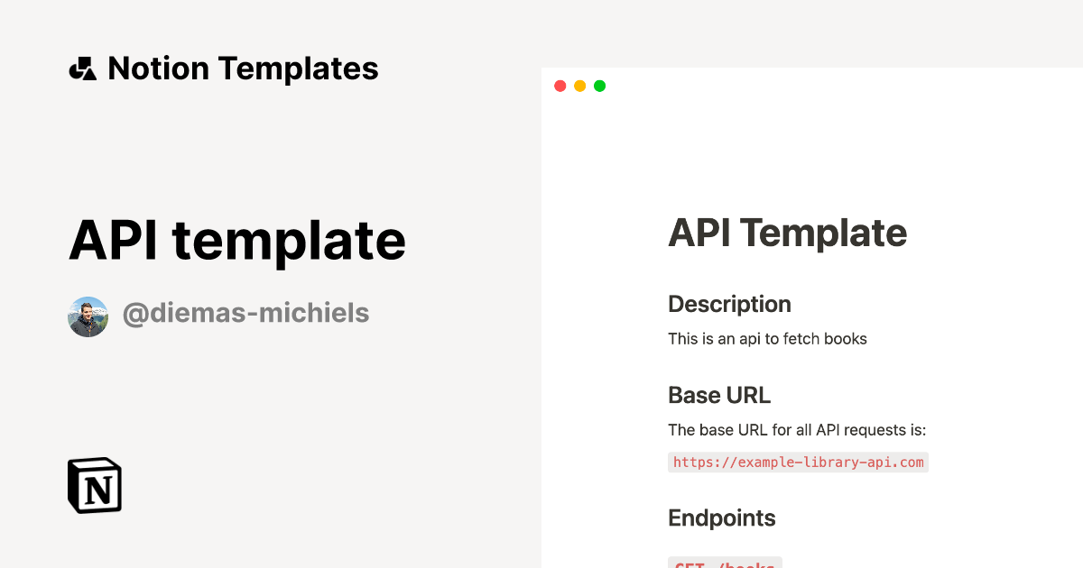 Api Template Notion Template