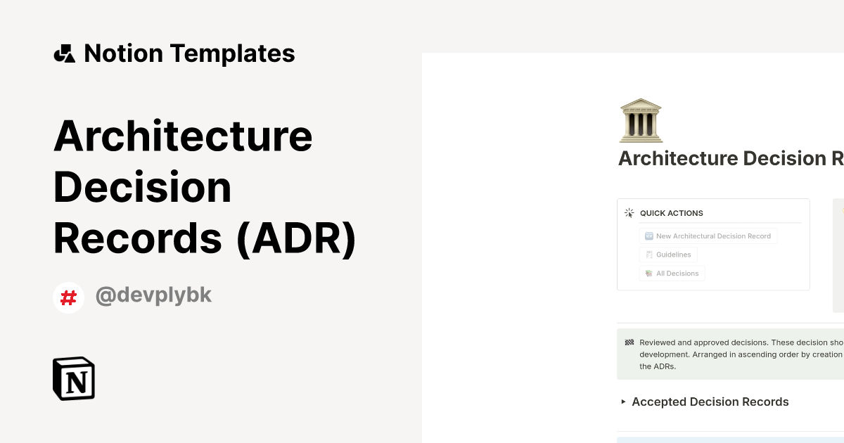 Architecture Decision Records (ADR) Template | Notion Marketplace