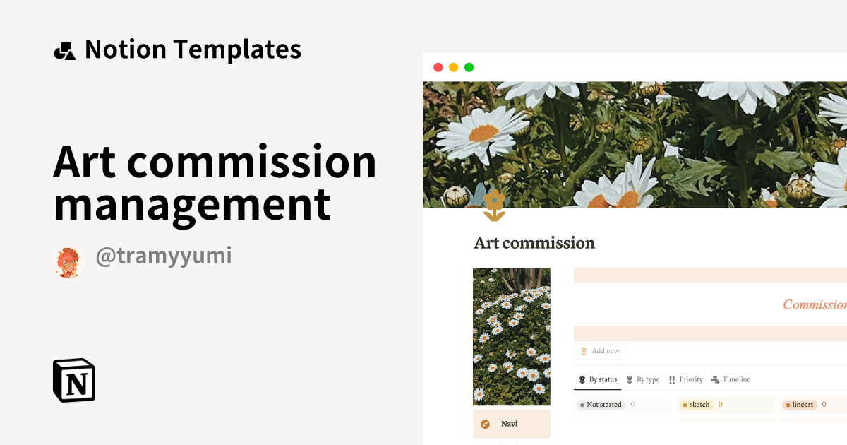 Art commission management by Tramyyumi Notion Template