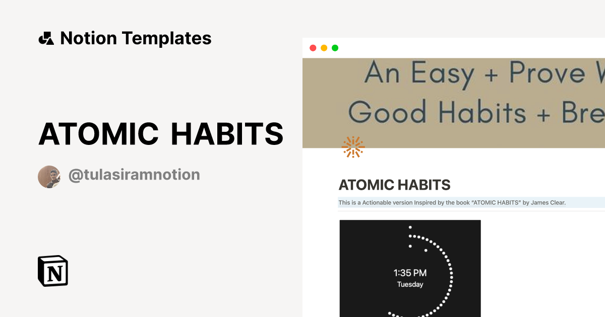 Atomic Habits  Modèle Notion