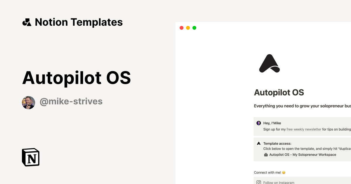 Autopilot OS by Mike Strives Notion Template