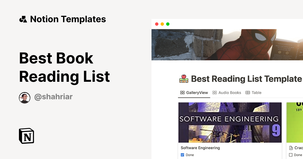 Best Book Reading List Notion Template