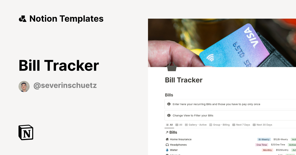 Bill Tracker by Severin Schuetz Notion Template