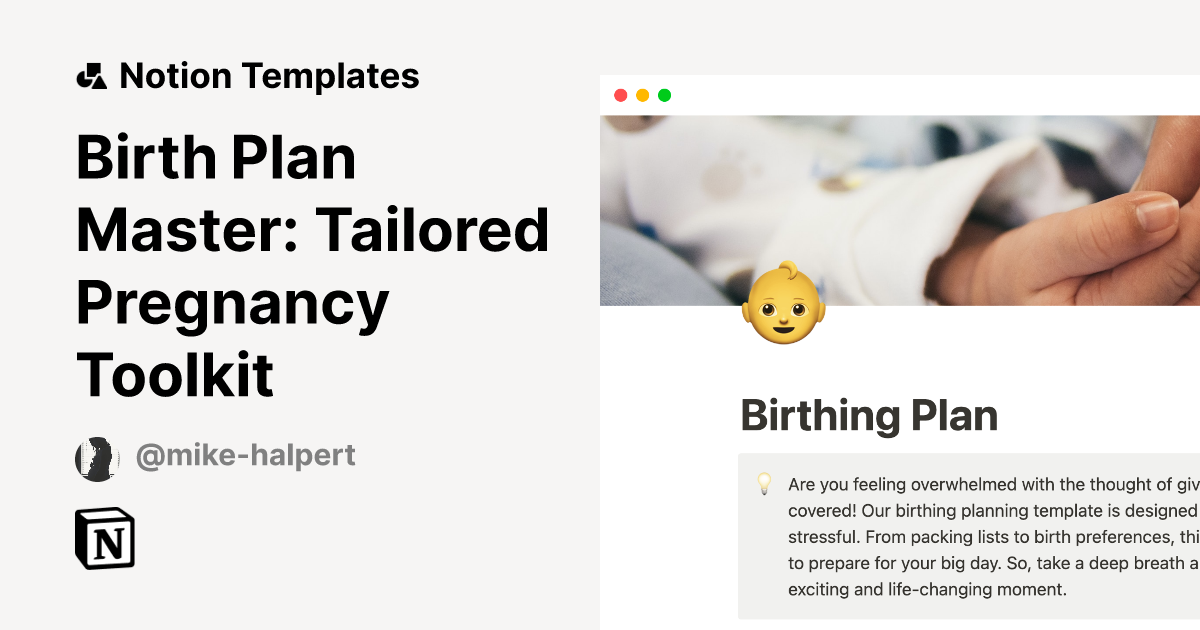 Birth Plan Master: Tailored Pregnancy Toolkit | Notion Template