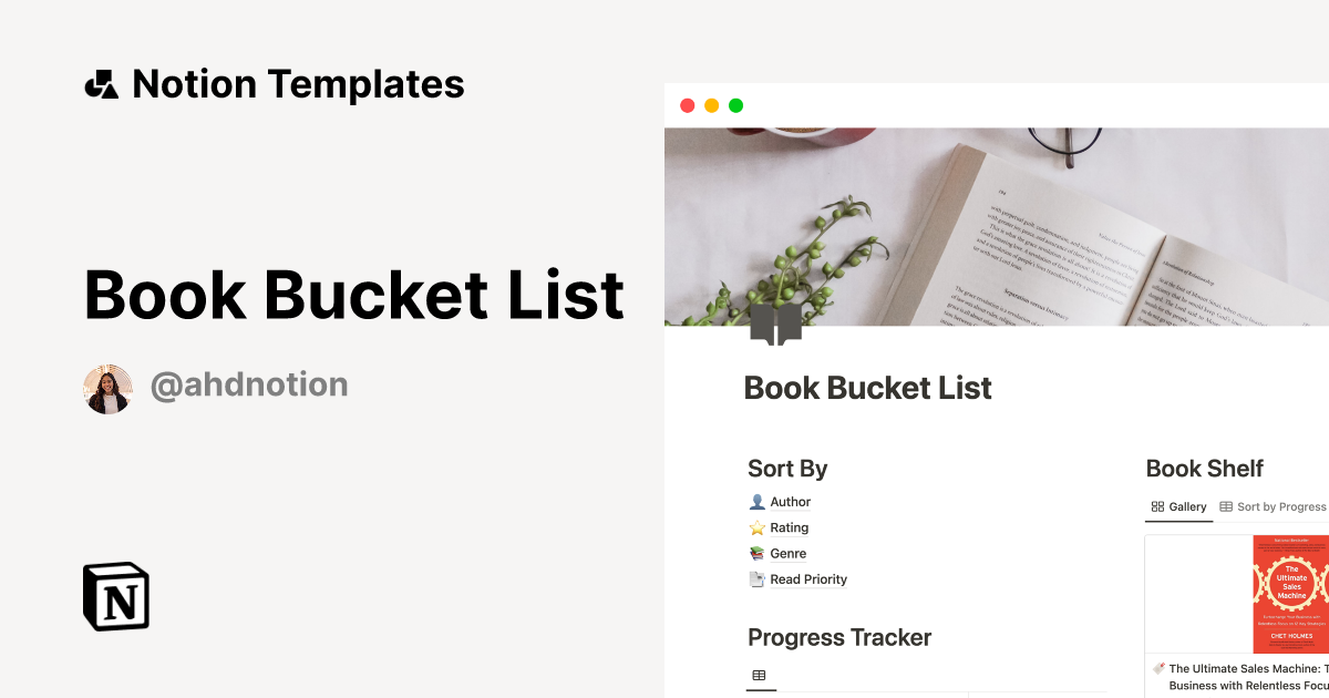 Book Bucket List by Anh D Notion Template