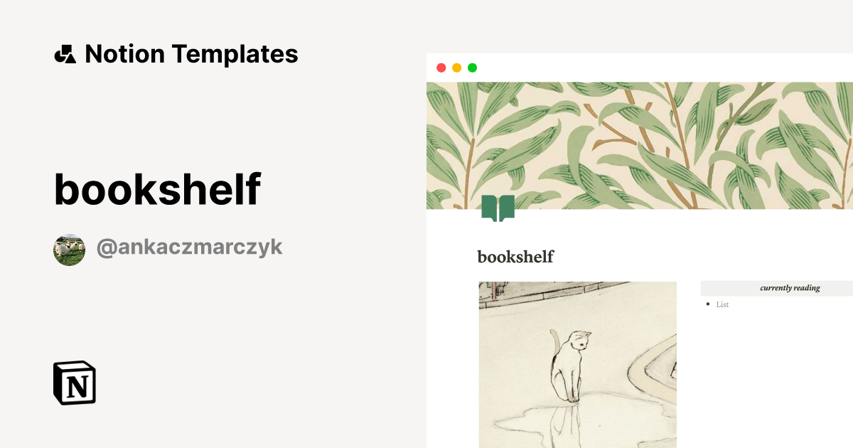 bookshelf Notion Template