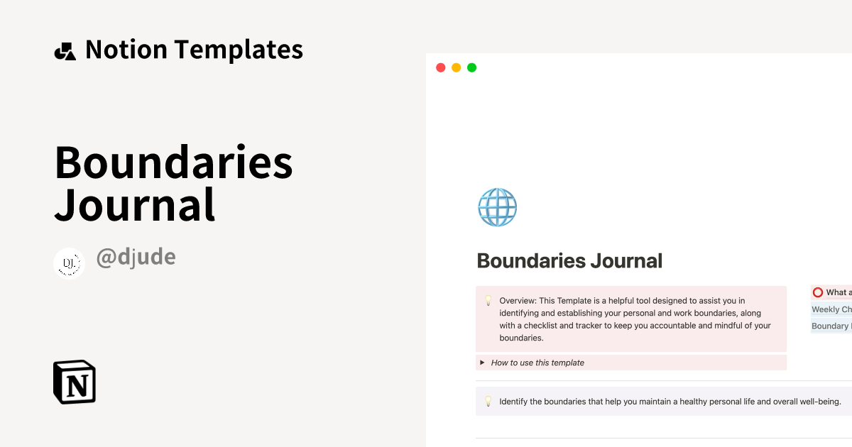 Boundaries Journal Notion Template