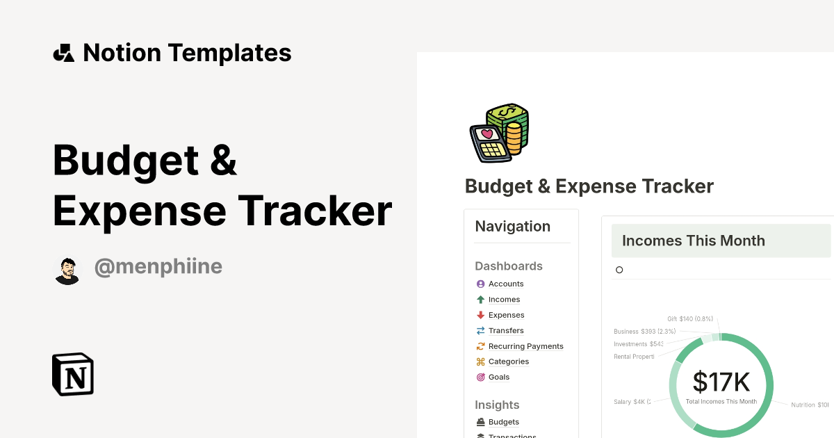 Budget & Expense Tracker Notion Template