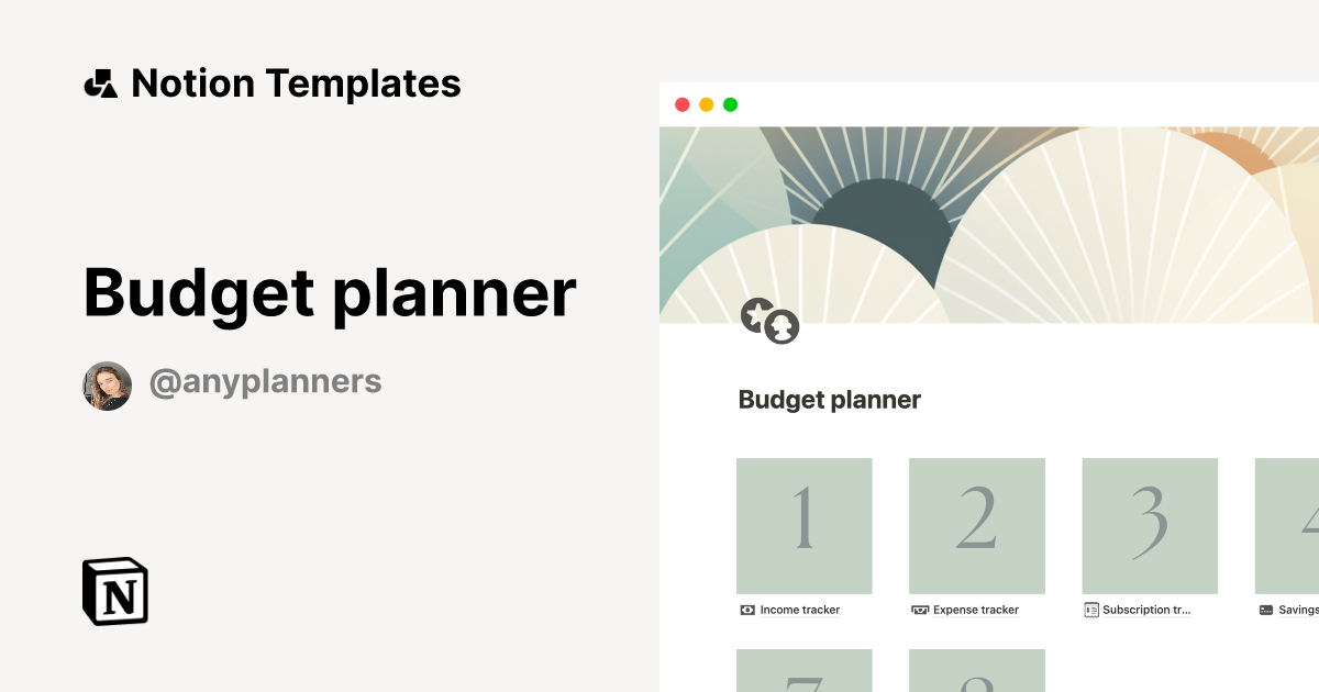 Budget planner Notion Template