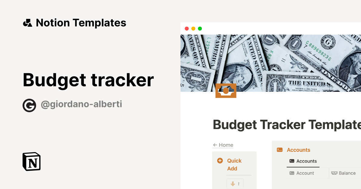 Budget tracker Notion Template