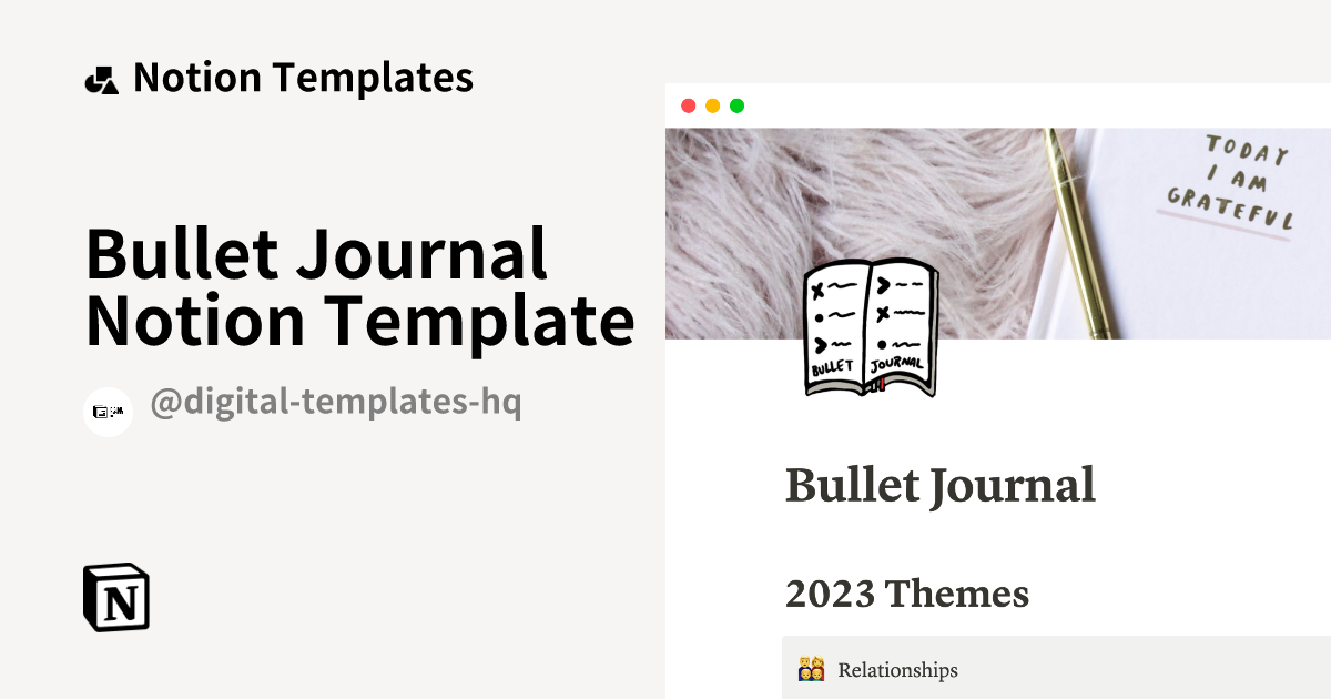 Bullet Journal Notion Template by Digital Templates HQ Notion Template