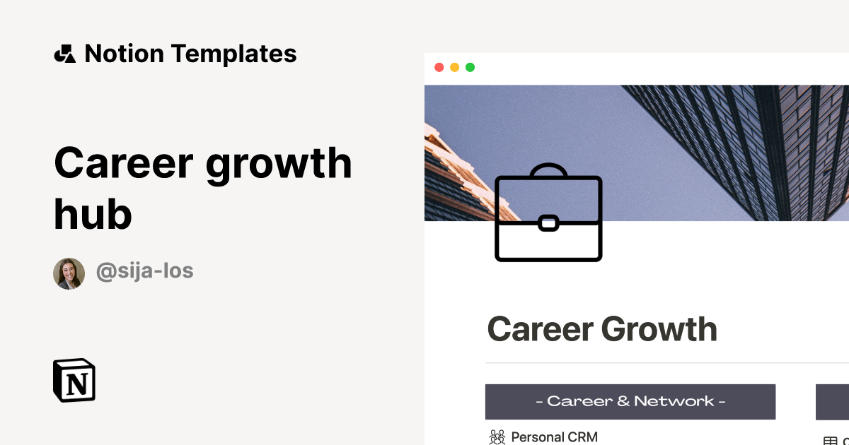 Career growth hub by Sija Los Notion Template