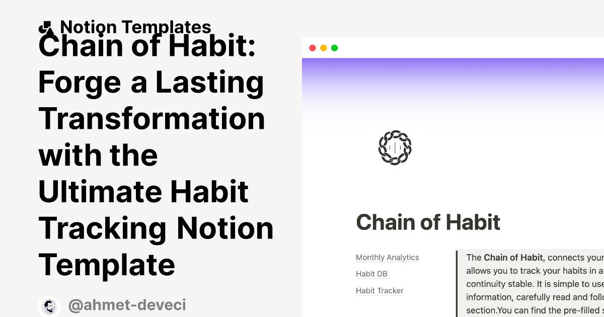 Chain of Habit a Lasting Transformation with the Ultimate Habit
