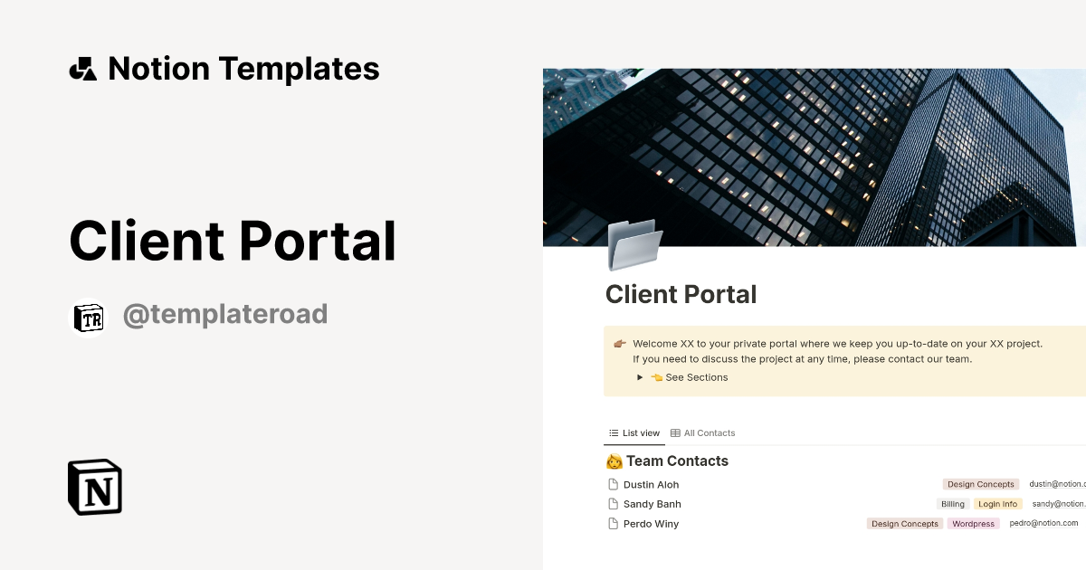 Client Portal by Template Road Notion Template