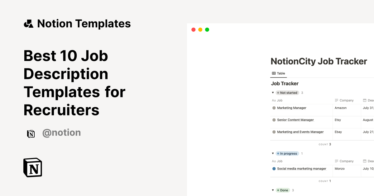 Best 10 Job Description Templates for Recruiters Notion Template Gallery