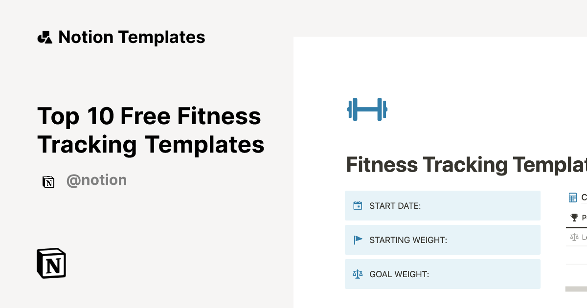 Top 10 Free Fitness Tracking Templates Notion Template Gallery