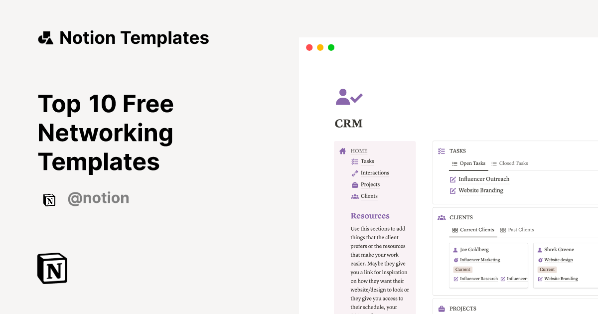 Top 10 Free Networking Templates Notion Template Gallery